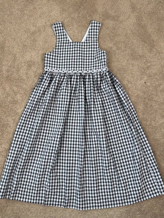 Kelly's Kids Dresses & Skirts - Vintage Kellys Kids Dress Girls 8 Black White Gingham Daisy Cottagecore Wedding